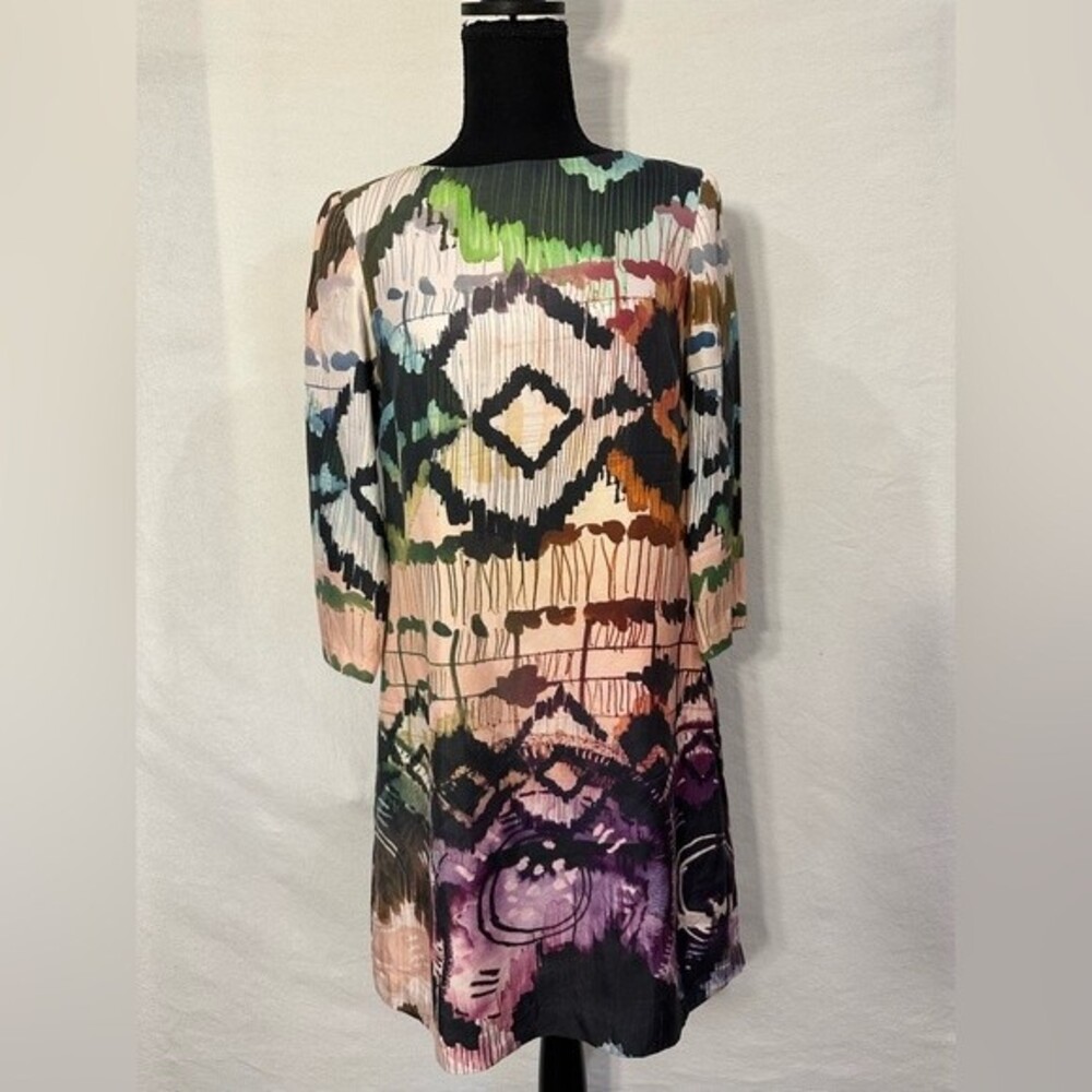 NWOT Ali Ro Shift Dress 100% Silk 3/4 Sleeve Size 2
